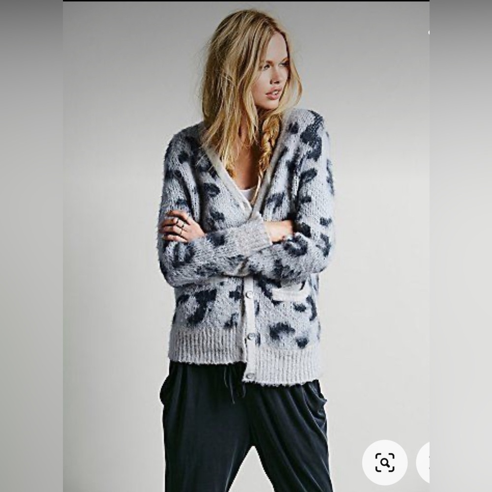 Free People Gray and Black Cardigan
